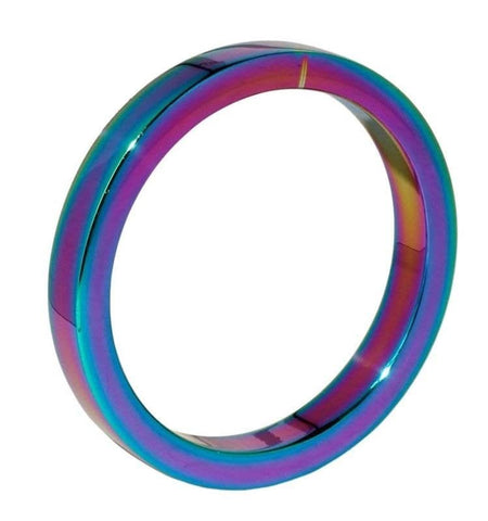 Hells Couture Heavy Duty Rainbow Metal Cock Ring 8mm Steel Construction - Cock Rings