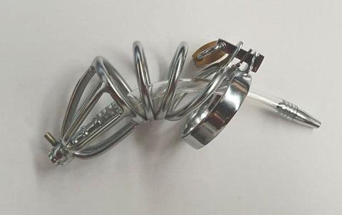 BDStyle Hoop Male Chastity Cage with Urethral Tube and Open Design - Male Chastity