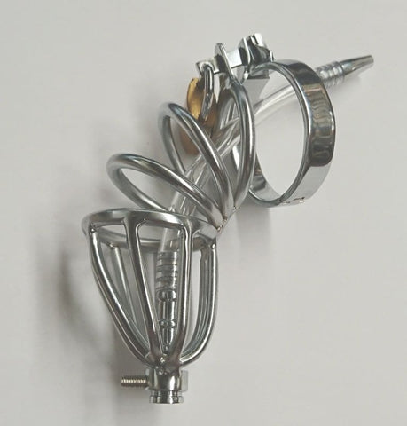 BDStyle Hoop Male Chastity Cage with Urethral Tube and Open Design - Male Chastity