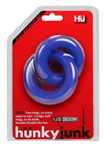 Hunkyjunk DUO Linked Cock/Ball Rings Dual Ring Stimulation System - Cock Rings