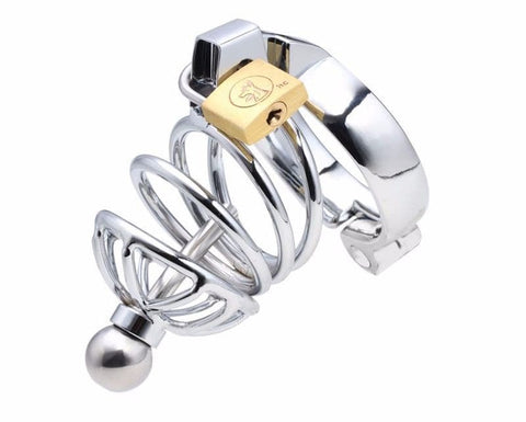 BDStyle Instituted Cock Cage & Penis Plug Steel Chastity Device - Male Chastity