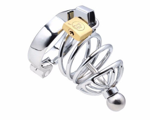 BDStyle Instituted Cock Cage & Penis Plug Steel Chastity Device - Male Chastity