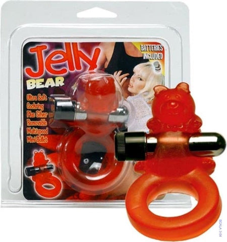Seven Creations Jelly Bear Cockring with Removable Vibrating Bullet - Cock Rings