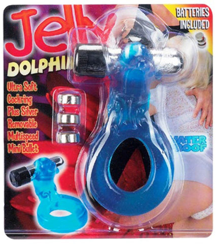 Seven Creations Jelly Dolphin Cockring with Vibrating Bullet - Cock Rings