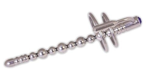 BDStyle Jewel End Multi Ball Steel Penis Plug with Blue Jewel Tip - Penis Plugs