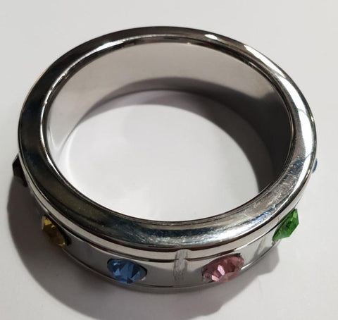 Hells Couture Jewelled Brick Steel Cock Ring Rainbow Jewels - Cock Rings
