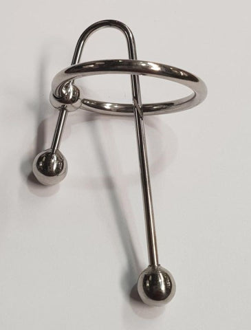Hells Couture JustSteel Urethra Clip with Glans Ring Dual Stimulation - Penis Plugs