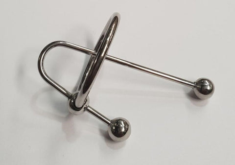 Hells Couture JustSteel Urethra Clip with Glans Ring Dual Stimulation - Penis Plugs