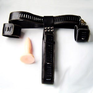 Hells Couture KinkStore Chastity Waist Harness with Butt Plug - Male Chastity