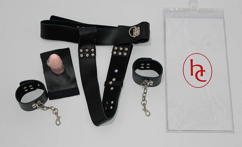 Hells Couture KinkStore Chastity Waist Harness with Butt Plug - Male Chastity