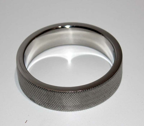 Hells Couture Knurled Surface Steel Cock Ring 15mm Thick Band - Cock Rings