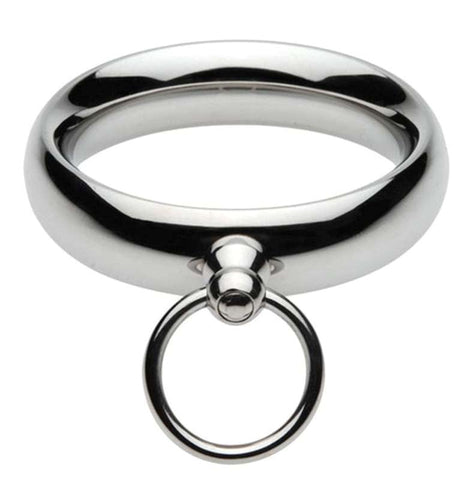 BDStyle Lead Me Stainless Steel Cock Ring with Leash Attachment - Cock Rings