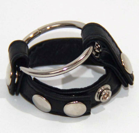 BDStyle Leather Testicle & Metal Penis Rings with Adjustable Fit - Cock Rings