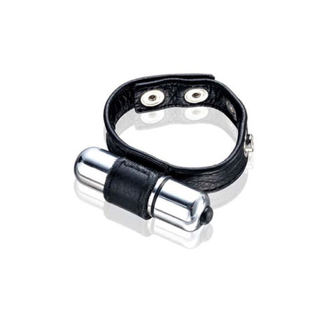 Maxpassion Leather Vibe Cock Ring Adjustable Vibrating Band - Vibrating Cock Rings