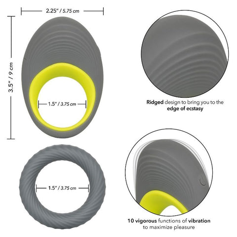 California Exotics Link Up Edge Vibrating Male Pleasure Penis Ring with 10 Functions - Cock Rings
