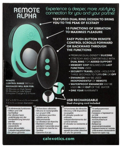 California Exotics Link Up Remote Alpha Multi Function Cock Ring with Remote - Vibrating Cock Rings
