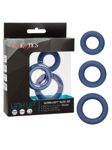 Link Up Ultra Soft Elite Stretchy Cock Ring Set Premium Silicone - Ball and Cock Toys