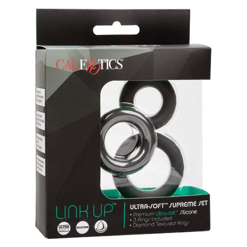 California Exotics Link Up Ultra Soft Supreme Stretchy Cock Ring Set - Ball and Cock Toys