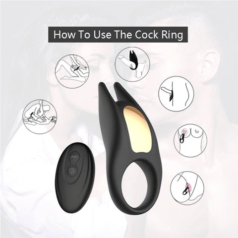 Winyi Wireless Vibrating Pleasure Ring with Remote Control and 10 Modes - Ball and Cock Toys
