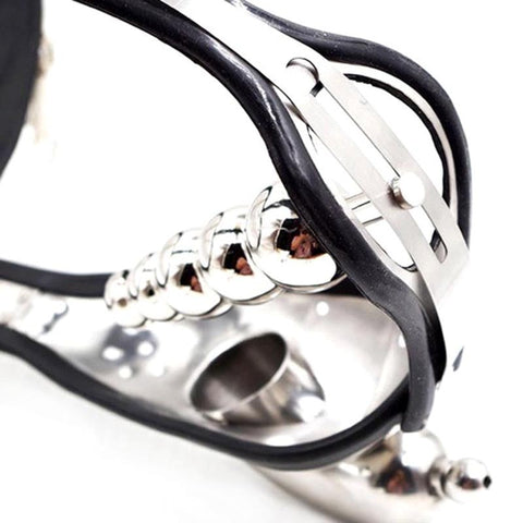 BDStyle Male Chastity Belt With Urethral Plug Steel Construction - Male Chastity