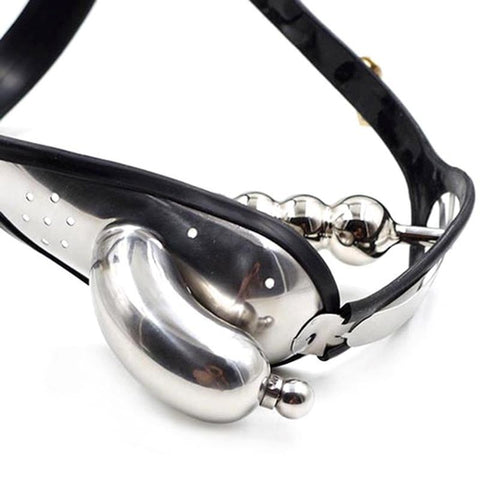 BDStyle Male Chastity Belt With Urethral Plug Steel Construction - Male Chastity