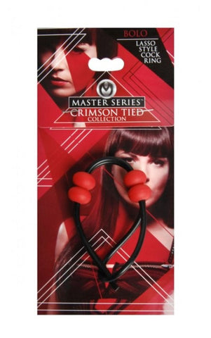 Master Series Crimson Tied Bolo Lasso Cock Ring Adjustable Silicone Design - Cock Rings