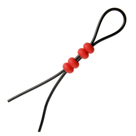 Master Series Crimson Tied Bolo Lasso Cock Ring Adjustable Silicone Design - Cock Rings