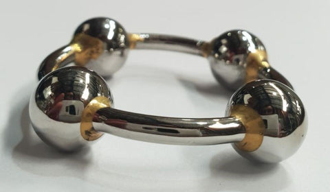 Hells Couture Mens Steel Glans Ring with Four Massaging Balls - Cock Rings