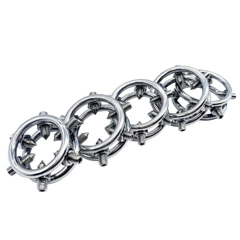BDStyle Metal 6 Spiked Cock Ring Stainless Steel with Six Spikes - Cock Rings