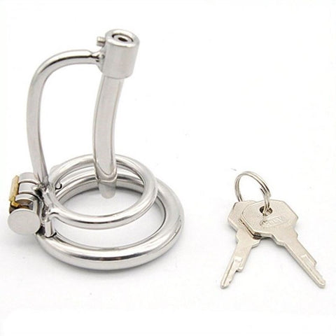 BDStyle Metal Cum Thru Birdlock Cage with Urethral Plug - Male Chastity