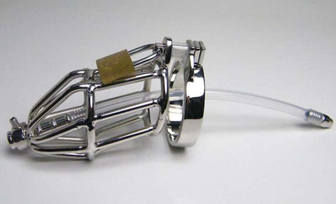 BDStyle Micturate Cock Cage & Urethral Tube with Lockable Design - Male Chastity