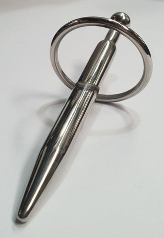 Hells Couture Neat Tube Cock Plug With Glans Ring & Ball Surgical Steel - Penis Plugs