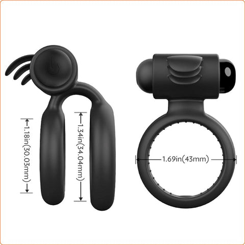 BDStyle Nightcrawler Cock Ring with Double Ring Vibrating Penis Enhancement - Ball and Cock Toys