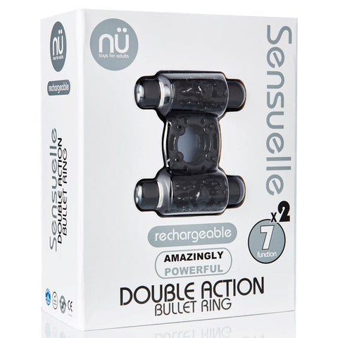Nu Sensuelle Double Action Bullet Ring Dual Vibrator Cock Ring - Cock Rings