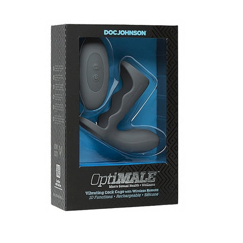 Doc Johnson Optimale Vibrating Cock Cage with Remote Control Operation - Vibrating Cock Rings