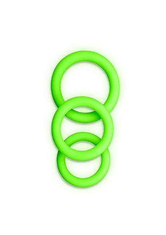 OUCH! Luminescent Pleasure Rings 3 Pack Set Glow in Dark Cock Rings - Cock Rings