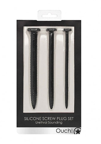 Ouch! Silicone Screw Plug Set Medical Grade Urethral Plugs - Penis Plugs