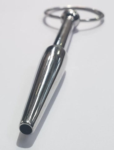 Hells Couture Oxballs Steel Cum Thru Penis Plug with Ring Medical Steel - Penis Plugs