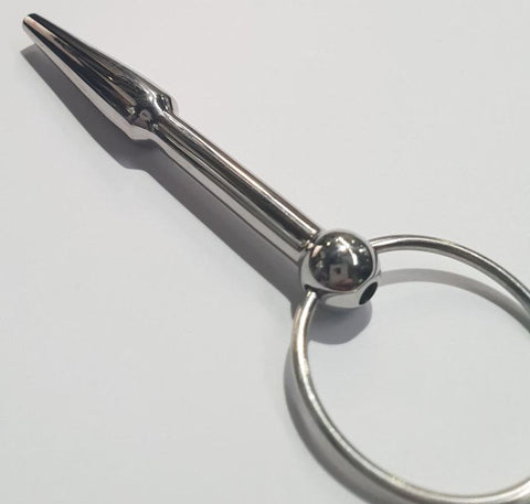 Hells Couture Oxballs Steel Cum Thru Penis Plug with Ring Medical Steel - Penis Plugs