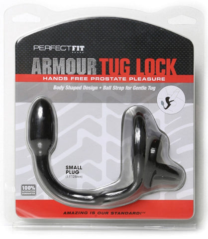 Perfect Fit Armour Tug Lock Small Dual Action Cock Ring and Butt Plug - Ball Stretchers and Crushers