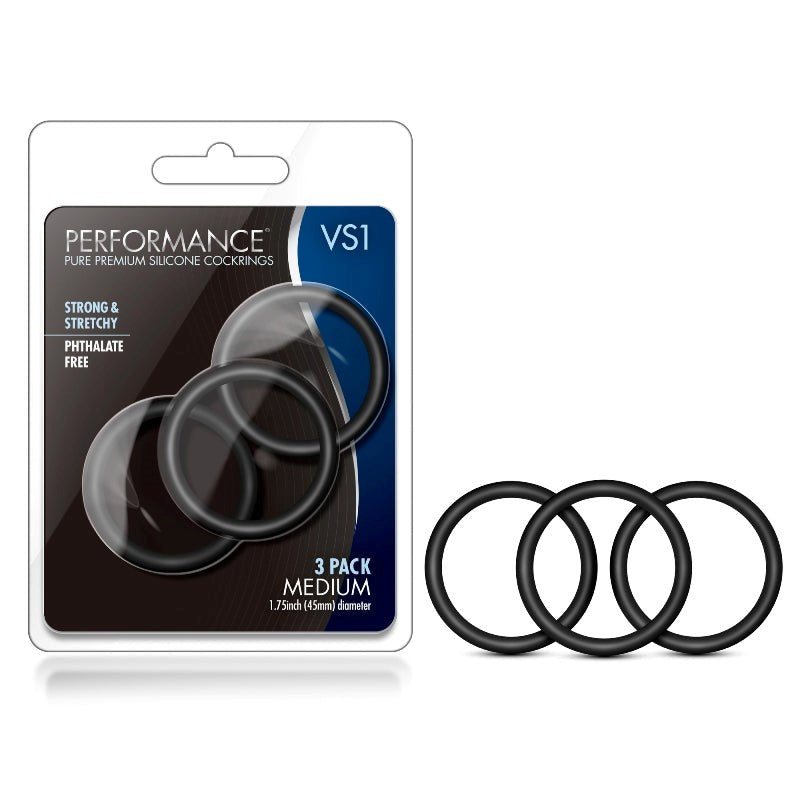 Performance VS1 Pure Premium Silicone Cock Rings Medium - - Cock Rings