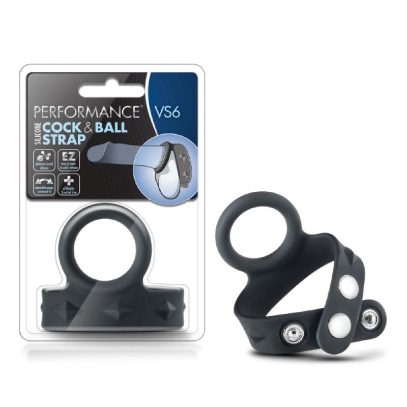 Performance Vs6 Silicone Cock & Ball Strap - Black - - Ball and Cock Toys