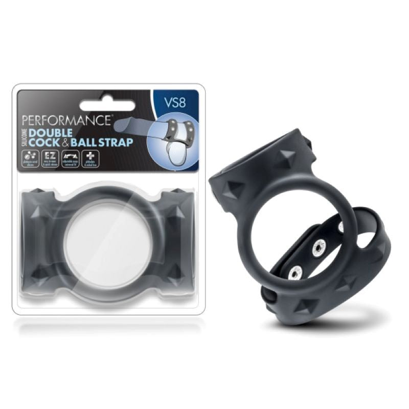 Performance Vs8 Silicone Double Cock & Ball Strap - - Ball and Cock Toys