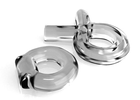 Pipedream Classix Couples Cock Ring Set Clear Dual Ring Enhancement - Ball and Cock Toys
