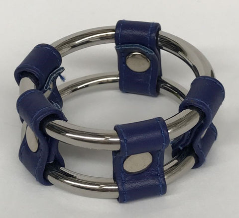 Hells Couture Plaintube Steel Double Cock Ring in Purple Dual Ring Design - Cock Rings