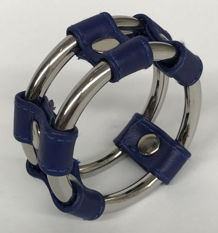 Hells Couture Plaintube Steel Double Cock Ring in Purple Dual Ring Design - Cock Rings