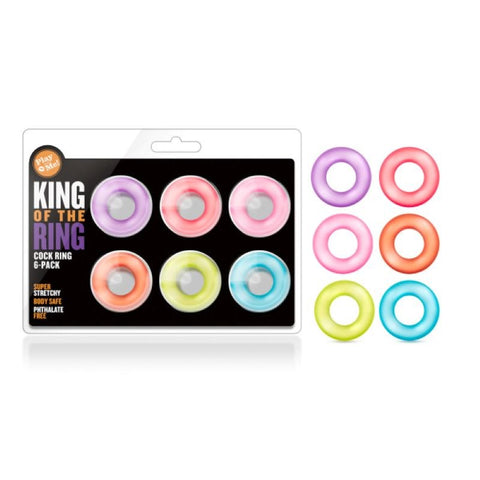 Blush Novelties King Of The Ring 6 Pack Stretchy Cock Rings Set - Cock Ring Sets