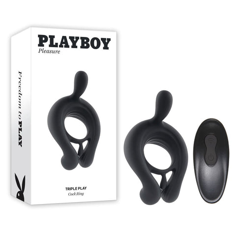 Playboy Pleasure Triple Play Remote Control Cock Ring - Vibrating Cock Rings