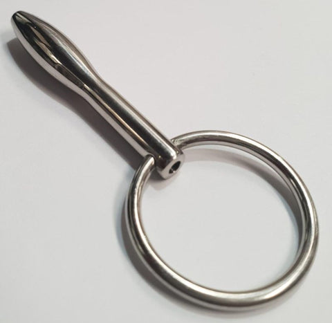 Hells Couture Porn Hub Penis Plug Cum Thru with Ring Stainless Steel - Penis Plugs