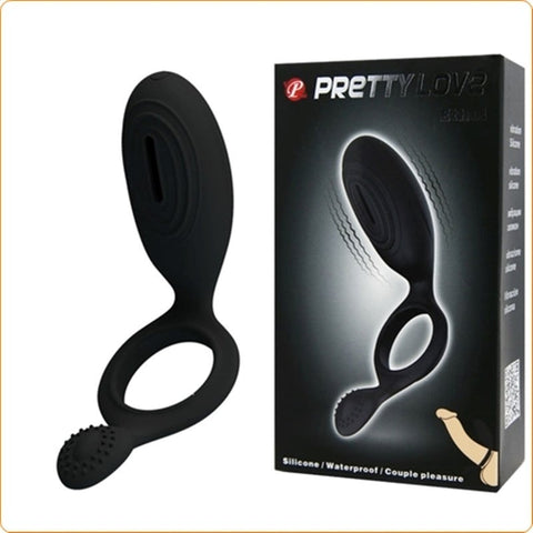 Baile Prettylove Ethel Rechargeable Vibrating Couples Cock Ring Waterproof - Ball and Cock Toys
